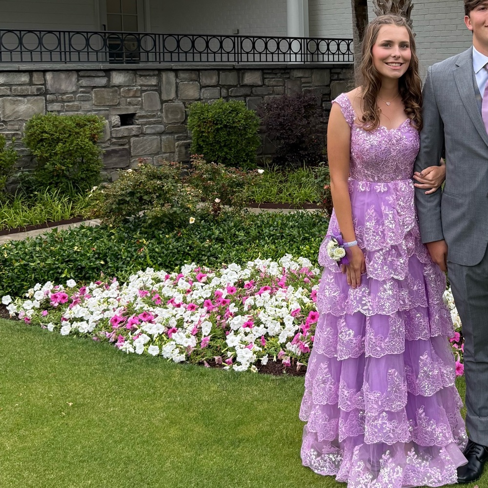Chic Lavender Ruffled High-Low Dress - Picture 2 of 2